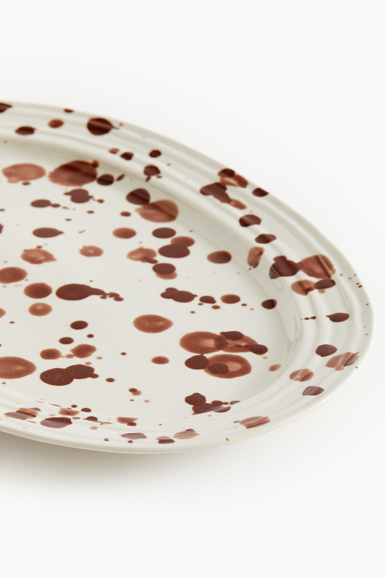 H&M Fuente de gres con esmalte moteado - Blanco/Moteado - HOME Ventas relámpago