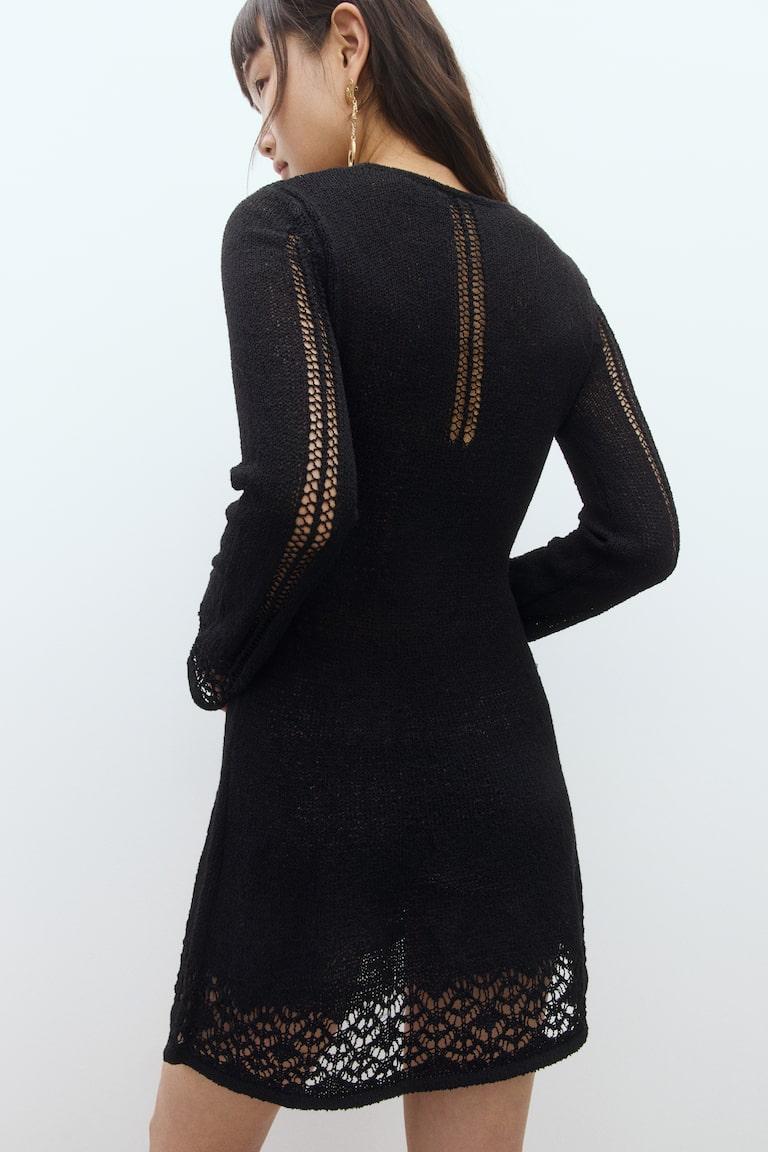H&M Minivestido en punto calado - Crema - MUJER Oferta especial de fábrica