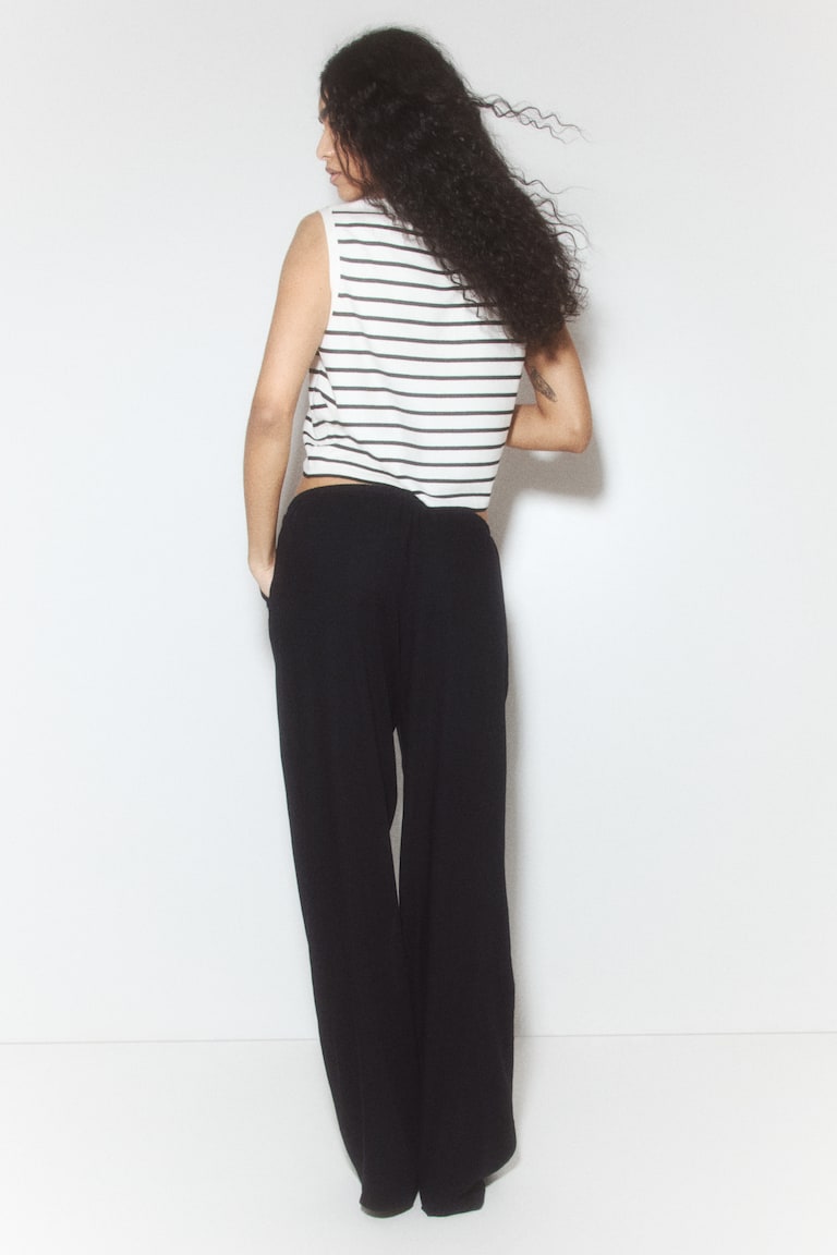 H&M Pantalón recto con cordón de ajuste - Negro - MUJER Superdescuento