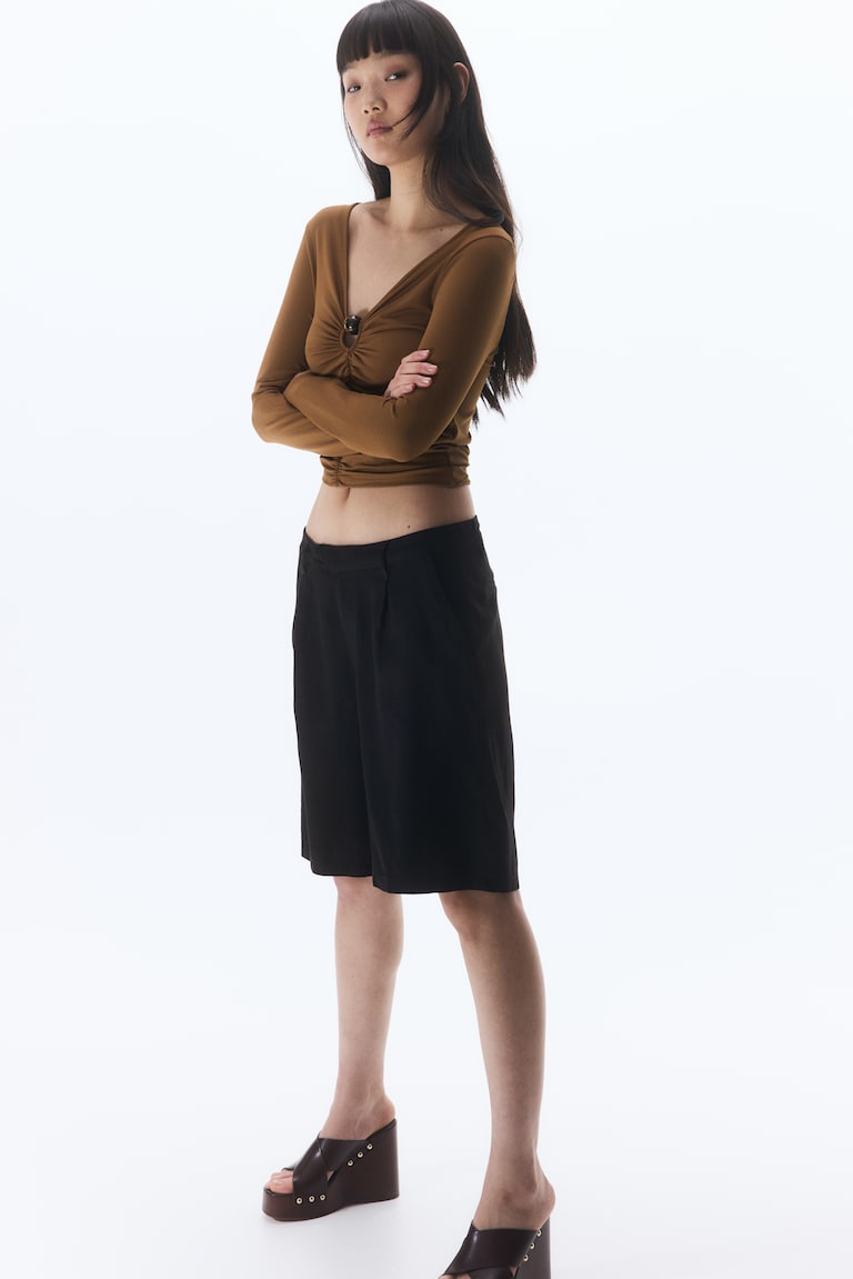 H&M Bermudas en mezcla de lino - Beige claro - MUJER