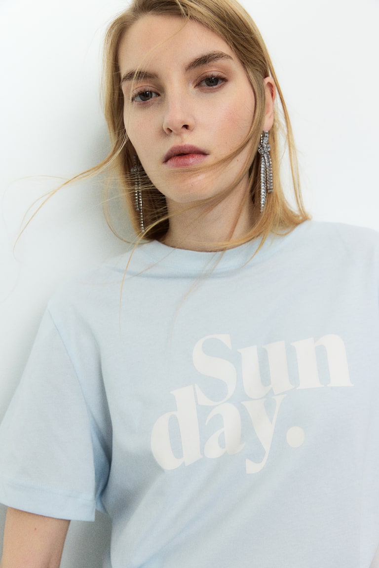H&M Camiseta con estampado - Blanco/Clementia - MUJER