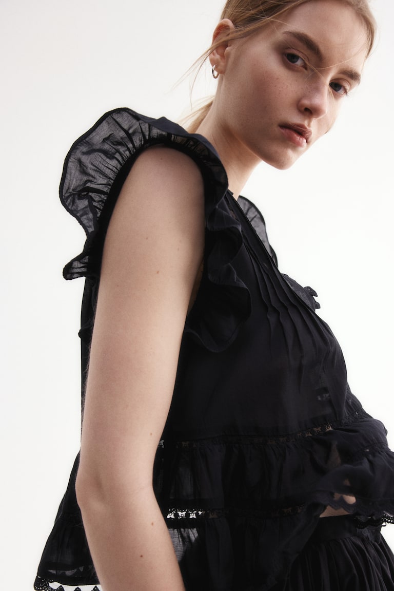 H&M Blusa con jaretas - Negro - MUJER Outlet online