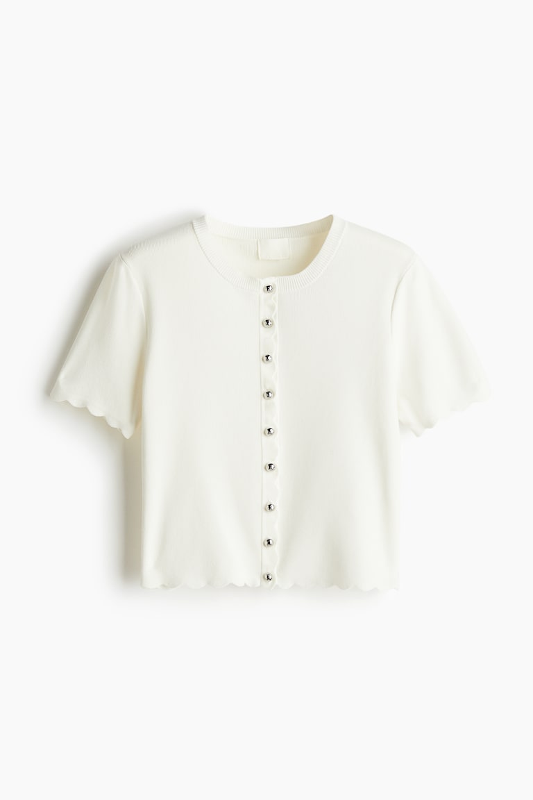 H&M Cárdigan festoneado en punto fino - Negro - MUJER En oferta