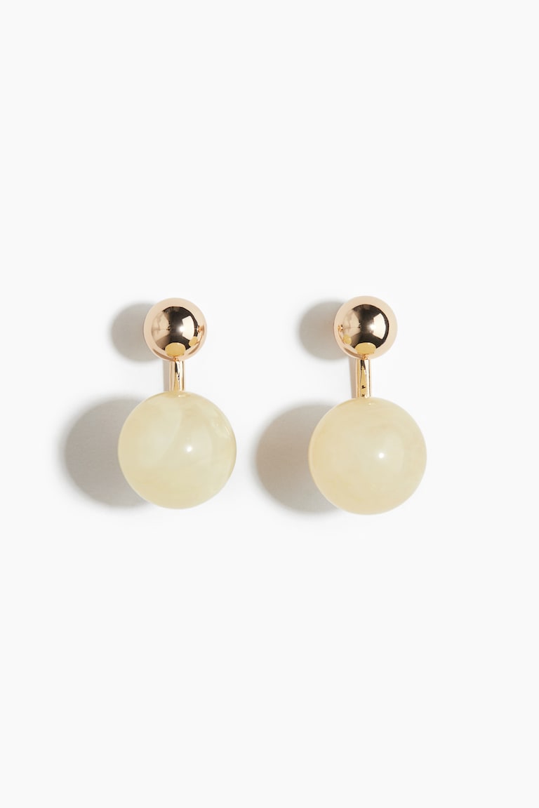 H&M Pendientes delante y detrás con detalle de esfera - Marrón/Plateado - MUJER Ventas relámpago