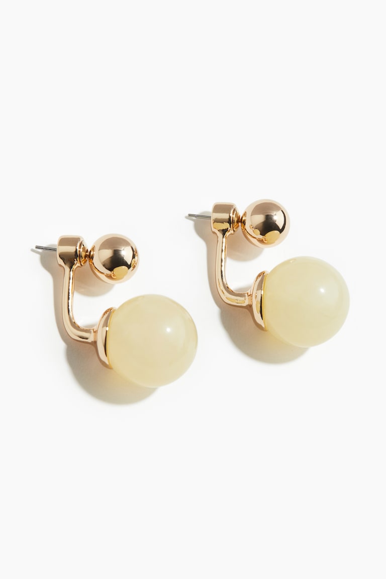 H&M Pendientes delante y detrás con detalle de esfera - Amarillo claro/Dorado - MUJER