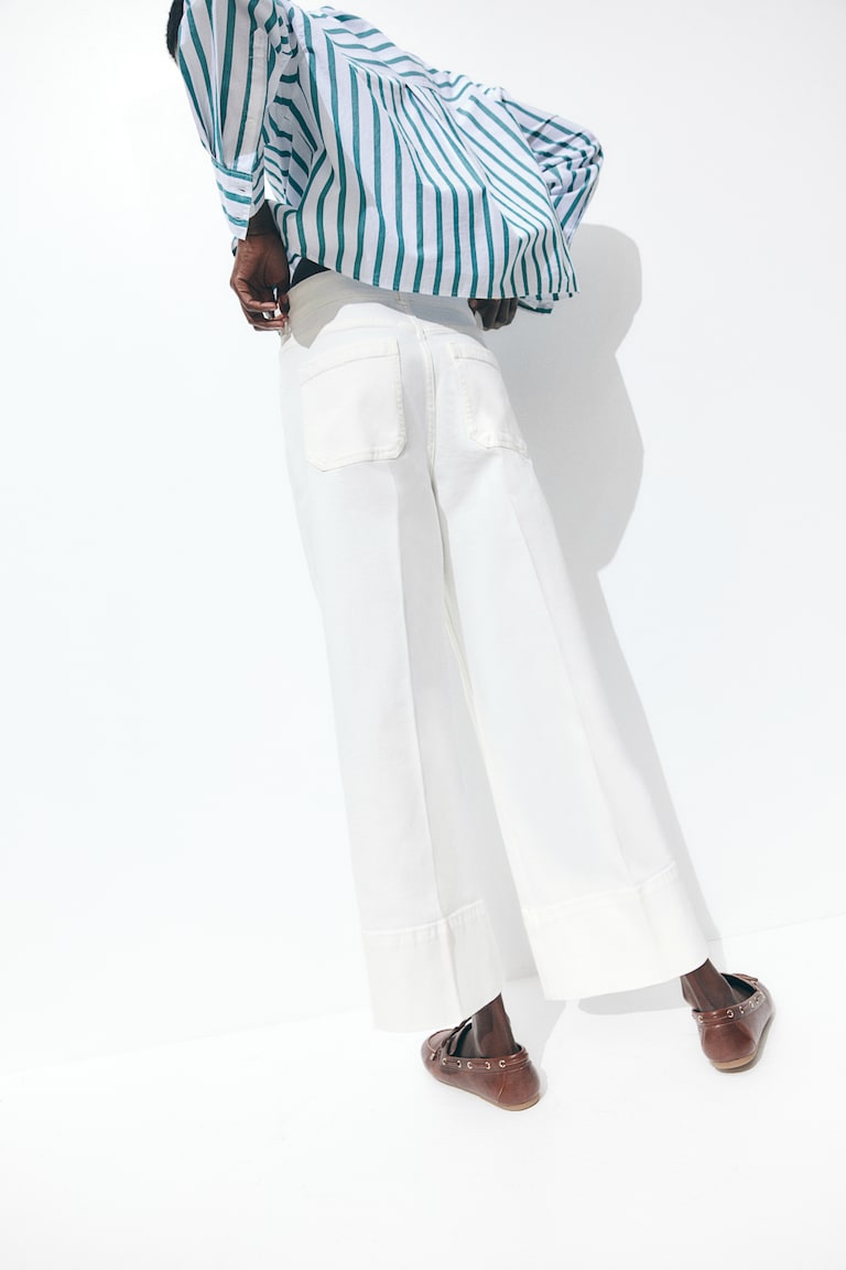H&M Wide High Cropped Jeans - Azul denim claro - MUJER Último día