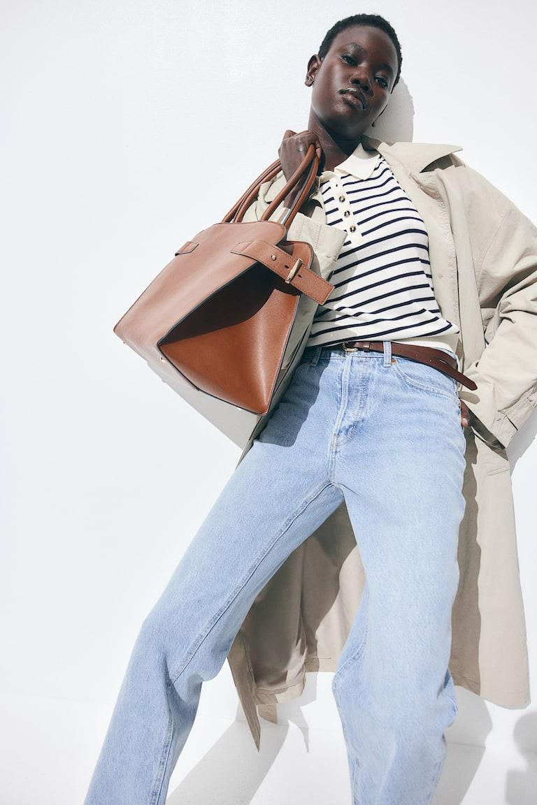 H&M Polo de punto fino - Crema/Rayas - MUJER Promoción por tiempo limitado