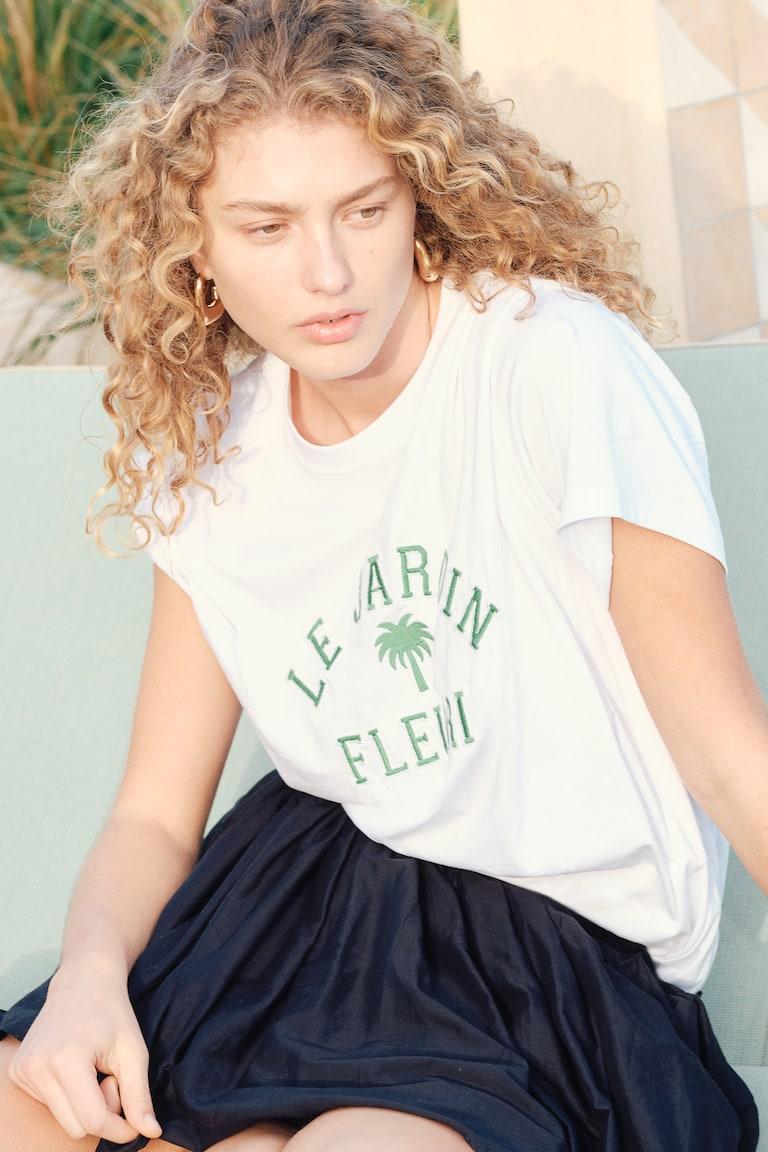 H&M Camiseta oversize - Blanco/Oui - MUJER Superdescuento