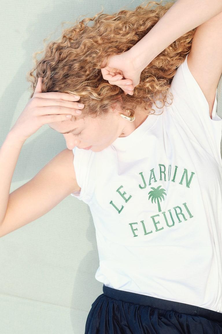 H&M Camiseta oversize - Blanco/Sardinha - MUJER Grandes descuentos