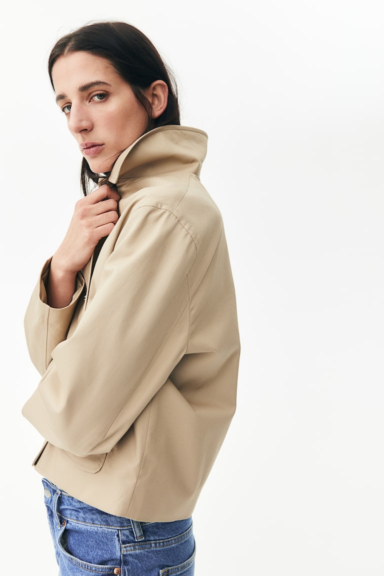H&M Chaqueta de sarga con cuello - Azul marino - MUJER Liquidación