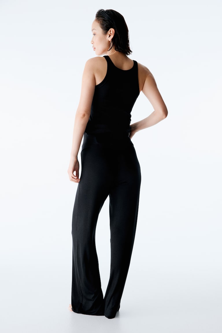 H&M MAMA Pantalón en punto de canalé Before & After - Negro - MUJER Liquidación