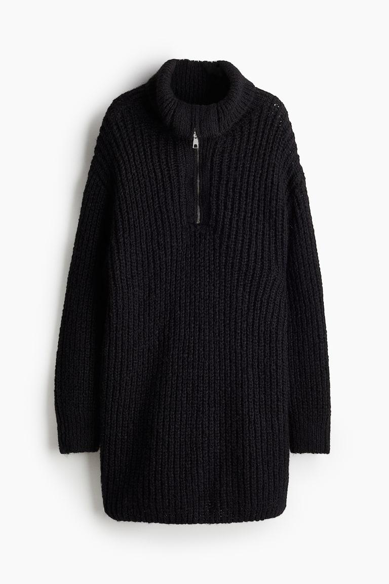 H&M Vestido en punto de canalé con media cremallera - Beige - MUJER Los más vendidos