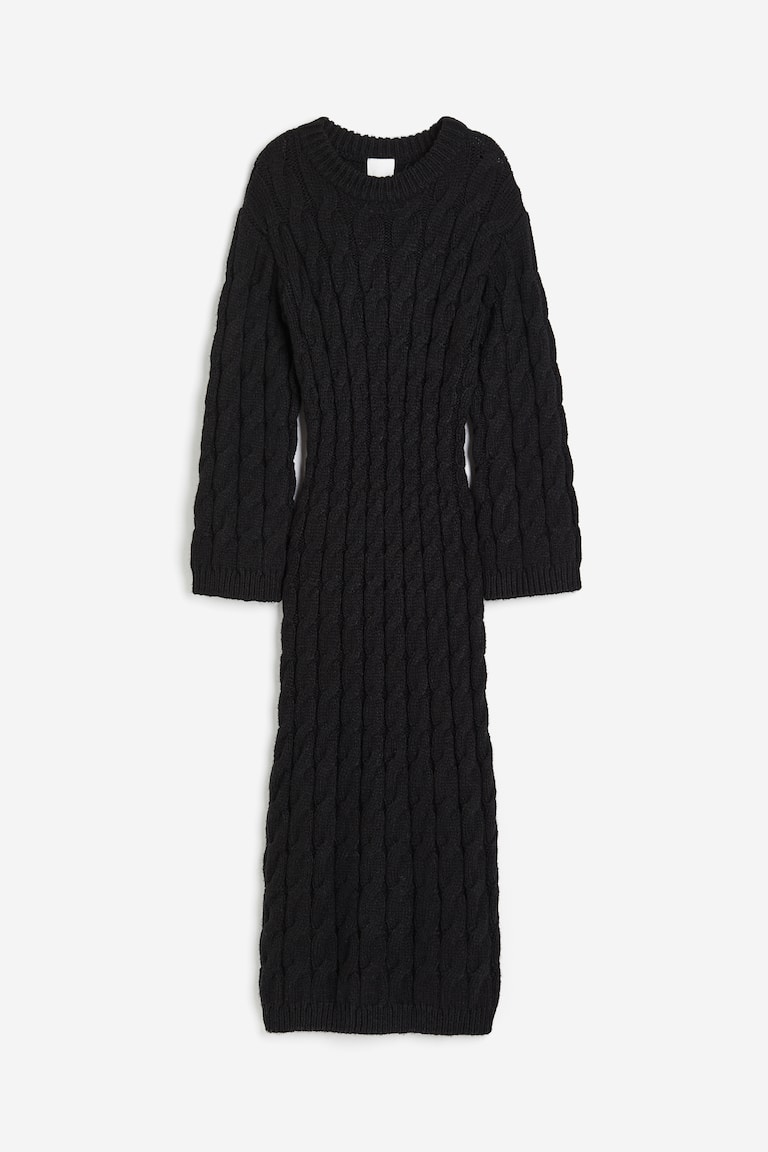 H&M Vestido midi en punto trenzado - Crema - MUJER