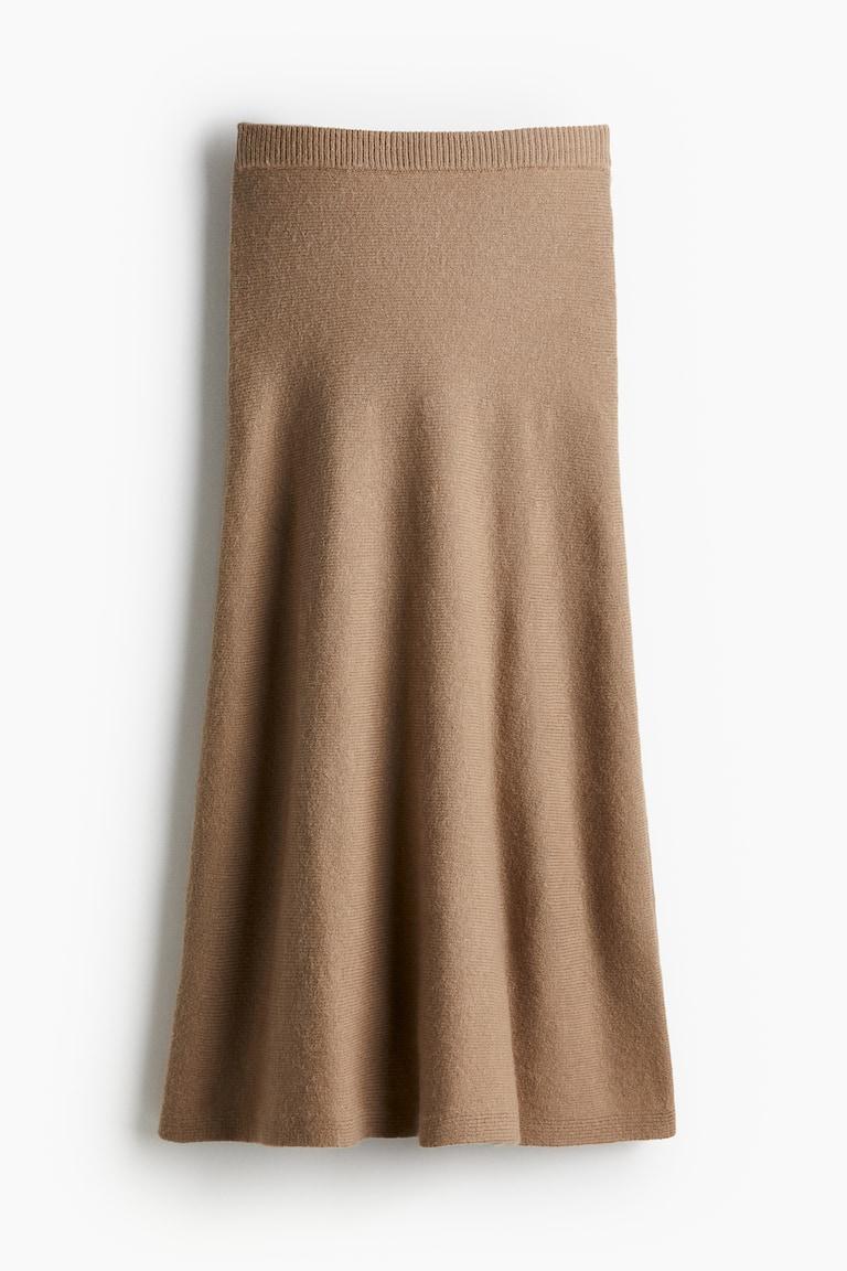 H&M Falda de punto con vuelo - Beige oscuro - MUJER Envío gratis