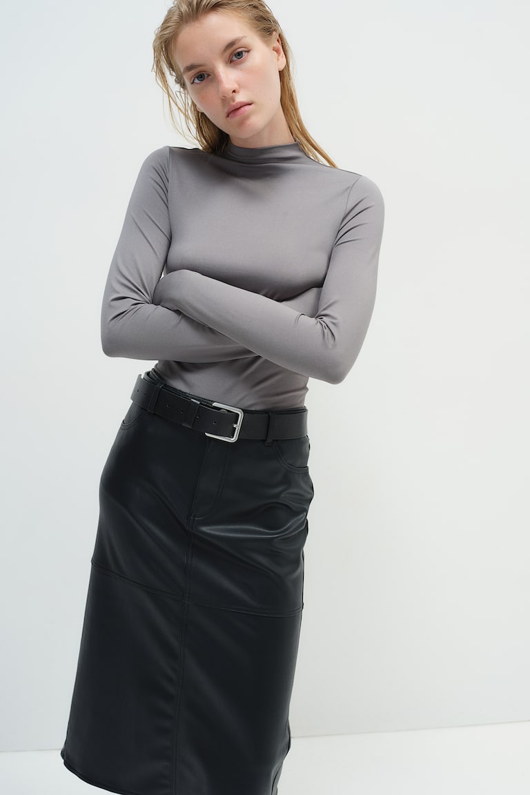 H&M Falda midi revestida - Negro - MUJER Último día