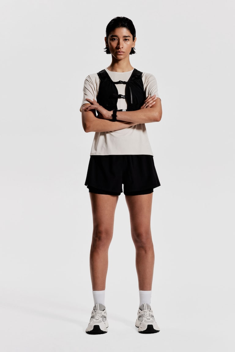 H&M Pantalón corto de correr doble capa con DryMove™ - Azul marino - MUJER Oferta especial de fábrica