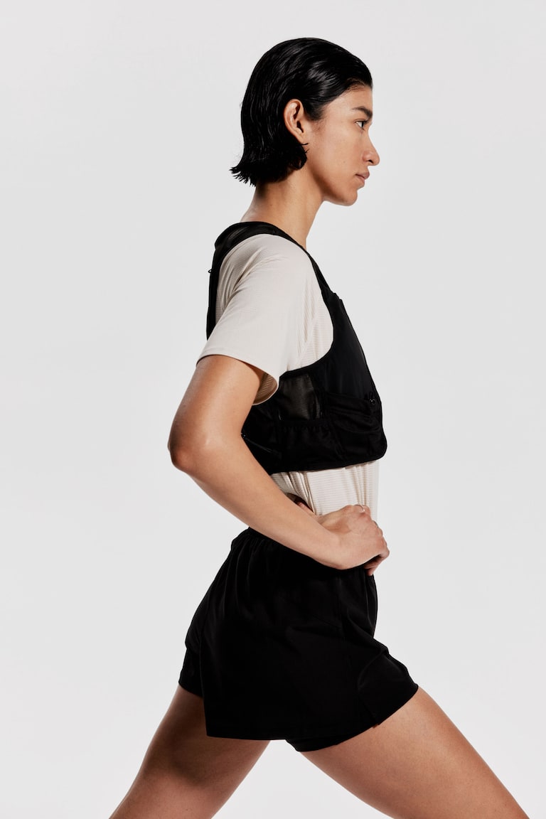 H&M Pantalón corto de correr doble capa con DryMove™ - Azul marino - MUJER Oferta especial de fábrica