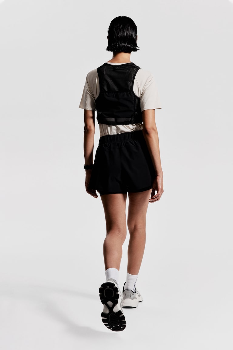 H&M Pantalón corto de correr doble capa con DryMove™ - Negro - MUJER Promoción trimestral