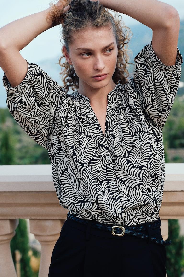 H&M Blusa de popelina con mangas globo - Blanco - MUJER Grandes descuentos