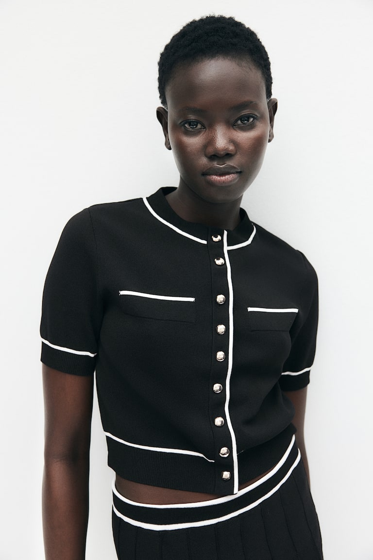 H&M Cárdigan en punto tupido - Negro - MUJER Tienda de fábrica