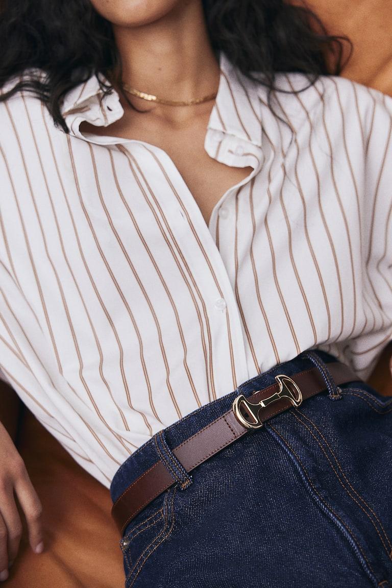 H&M Cinturón de piel - Burdeos - MUJER En oferta