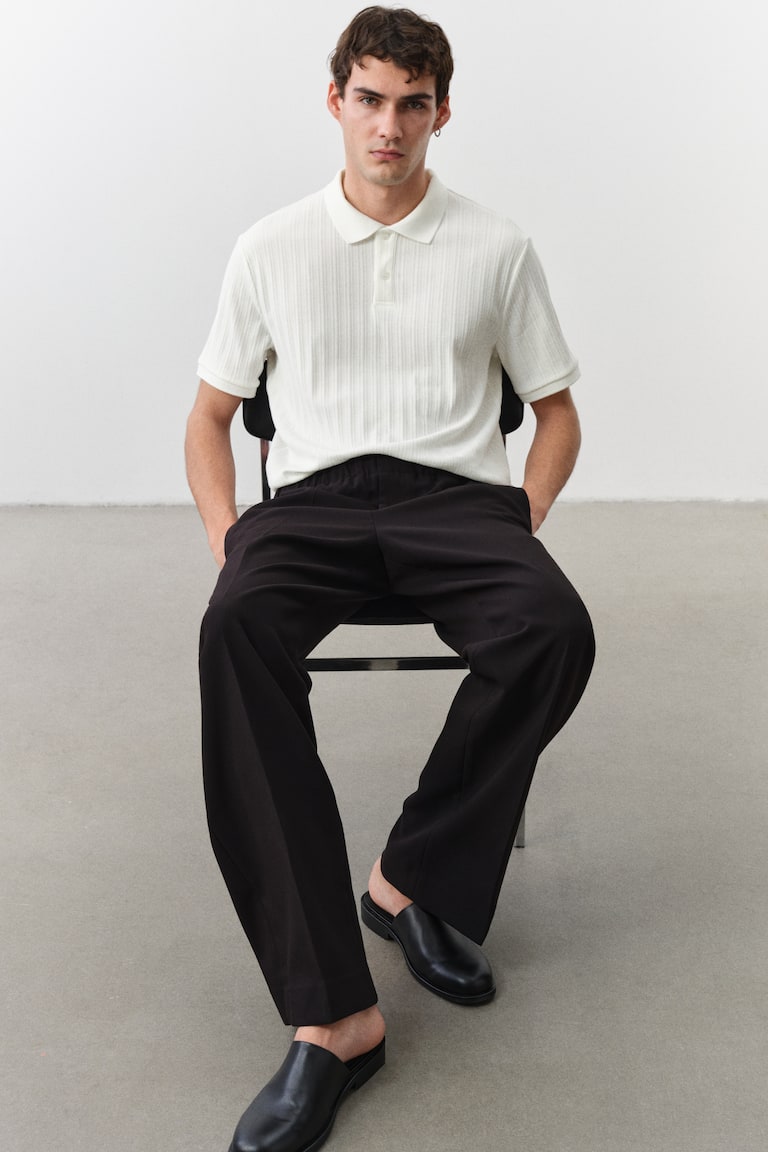 H&M Polo en punto con textura Slim Fit - Gris oscuro - HOMBRE Outlet online