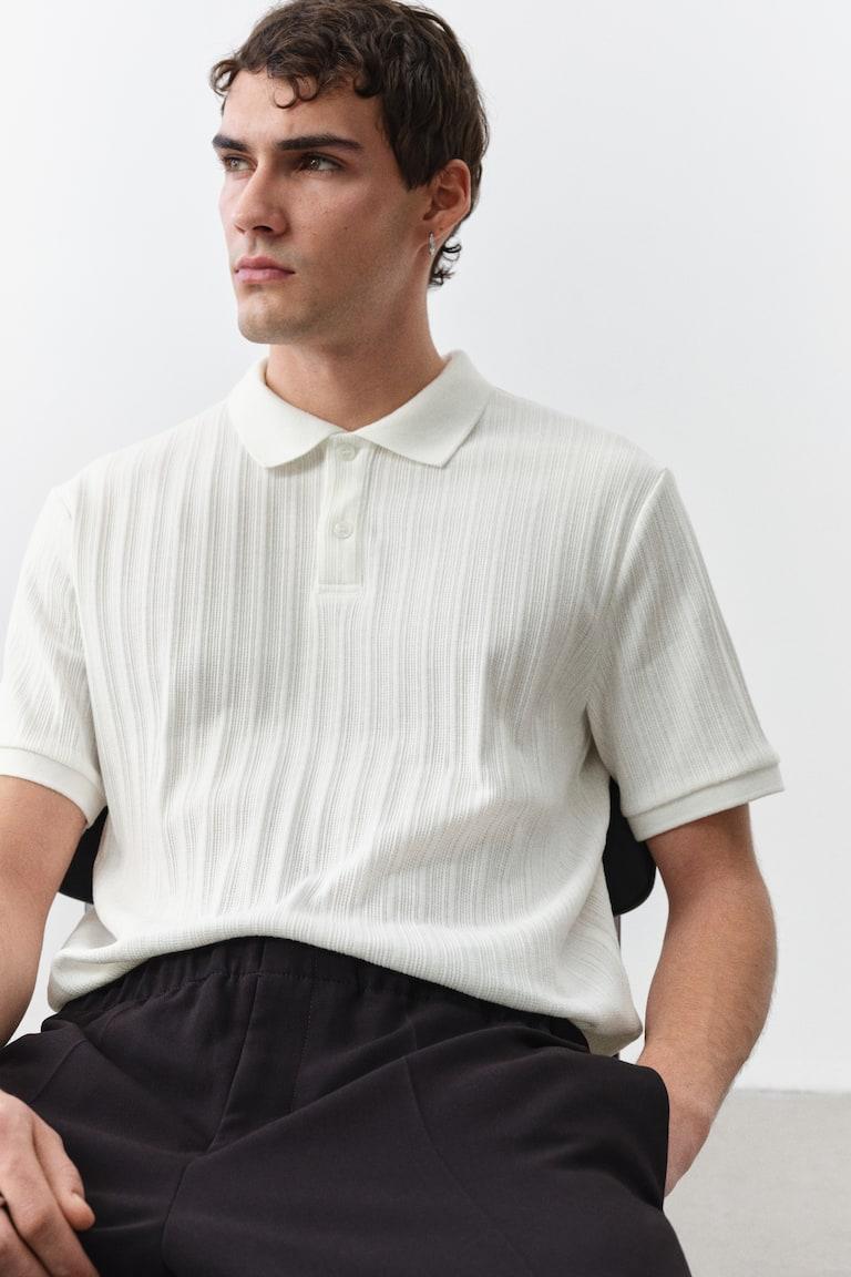 H&M Polo en punto con textura Slim Fit - Gris oscuro - HOMBRE Outlet online