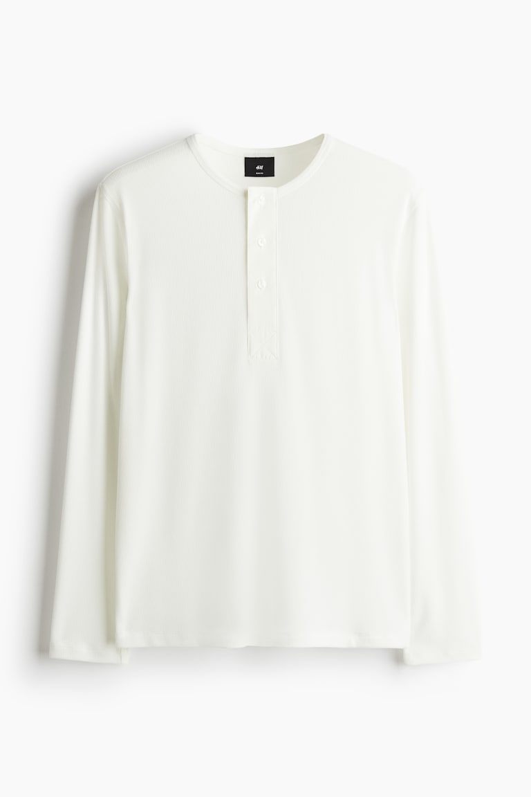 H&M Camiseta en punto de canalé Slim Fit - Crema - HOMBRE Precio de fábrica