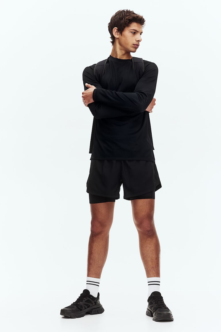 H&M Pantalón corto de doble capa con DryMove™ - Turquesa - HOMBRE