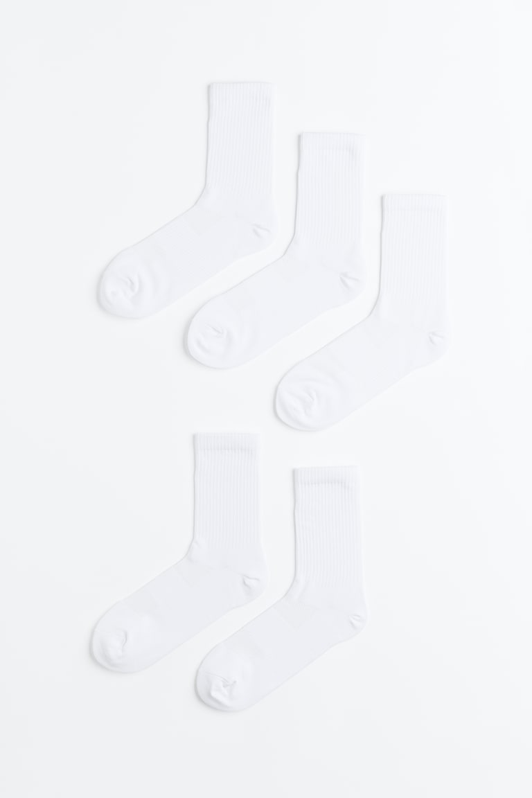 H&M Pack de 5 calcetines de deporte con DryMove™ - Azul marino/Blanco/Gris oscuro - HOMBRE 2025