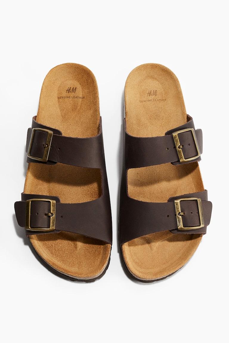 H&M Sandalias de piel - Negro - HOMBRE Descuento por venta flash