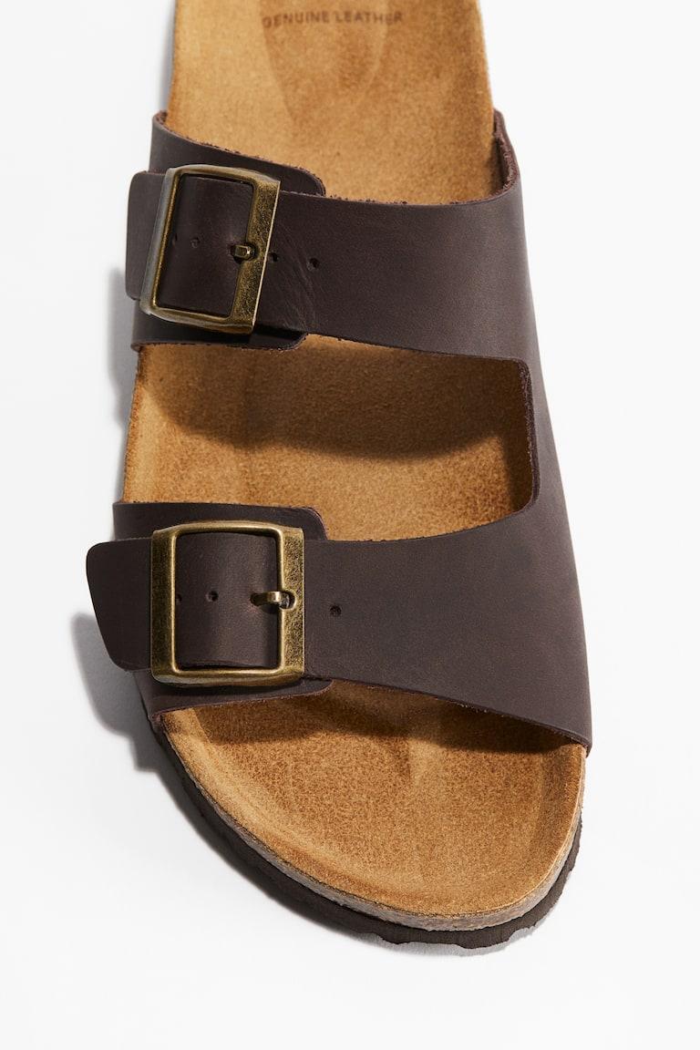 H&M Sandalias de piel - Negro - HOMBRE Descuento por venta flash